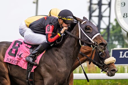 Fionn catches Totally Justified to win the Regret Stakes at Churchill Downs