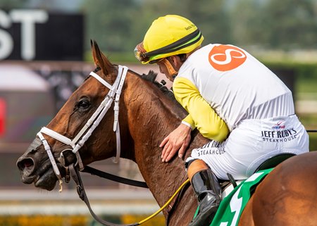 Skippylongstocking wins the Hollywood Gold Cup at Santa Anita Park