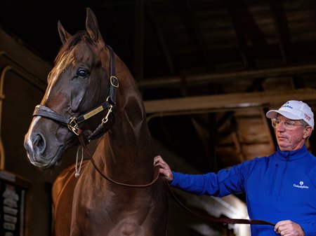 Sovereignty with assistant trainer Kenny McCarthy on May 4 at Churchill Downs