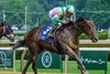 Saturday Flirt with Junior Alvarado wins the Soaring Softly (G3) at Saratoga Race Course on June 8, 2025.