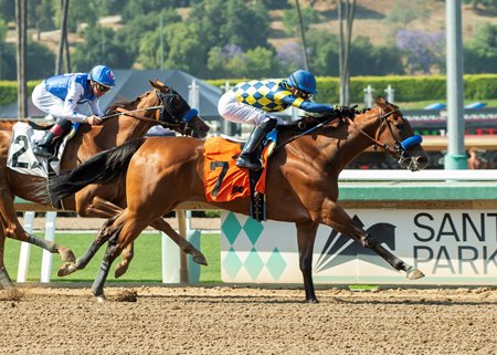 Cash Call defeats Howin to win the Summertime Oaks at Santa Anita Park