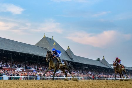 Sovereignty wins the 2025 Belmont Stakes at Saratoga Race Course
