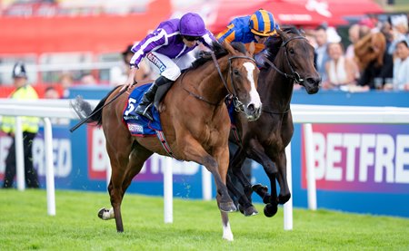 Goffs Orby graduate Minnie Hauk wins the Epsom Oaks at Epsom Downs Racecourse