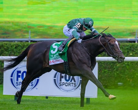 Kendrick Carmouche earns his first grade 1 win on turf by guiding Deterministic to the wire in the Manhattan Stakes at Saratoga Race Course