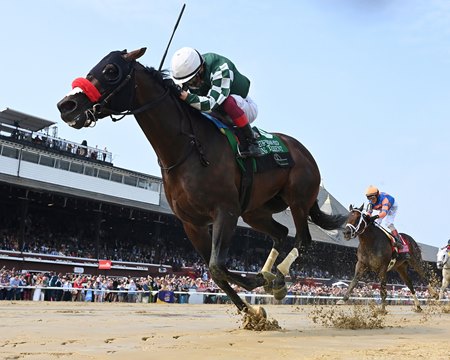 Raging Torrent wins the Metropolitan Handicap for Great Friends Stable at Saratoga Race Course