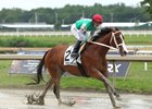 Carmelina #2 ridden by Paco Lopez won the $100,000 Unique Bella Stakes on June 15, 2025 at Parx Racing in Bensalem, Pa. Photo by Taylor Ejdys/EQUI-PHOTO.