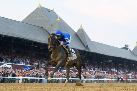 Sovereignty wins the Belmont Stakes at Saratoga Race Course