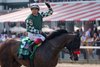 Raging Torent and Frankie Dettori win the Metropolitan Handicap G1, Saratoga Racetrack, Saratoga Springs, NY, June 7, 2025, Javier Molina-Mathea Kelley-BloodHorse