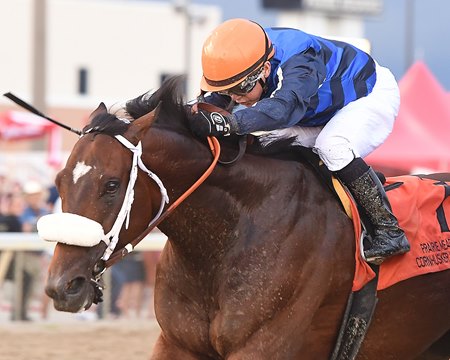 Cornishman wins the Cornhusker Handicap at Prairie Meadows