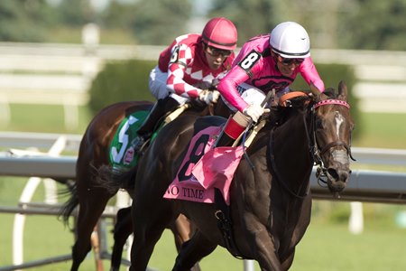 No Time draws away in the Woodbine Oaks at Woodbine