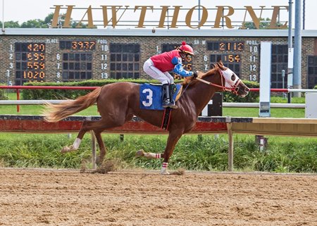 Boom Boom Bell wins a maiden special weight at Hawthorne Race Course