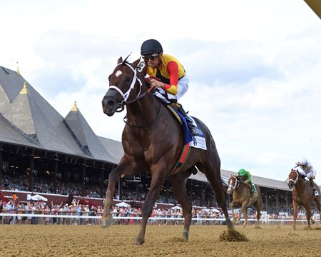 Smoken Wicked wins the Amsterdam Stakes at Saratoga Race Course
