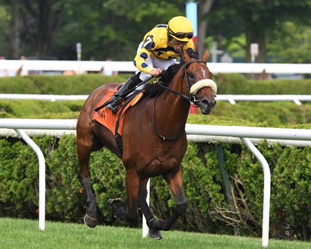 Far Bridge romps in the Bowling Green Stakes at Saratoga Race Course