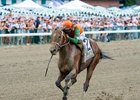 Journalism #2 with UImberto Rispoli riding won the $1,000,000 Grade I NYRA Bets Haskell Stakes at Monmouth Park Racetrack in Oceanport, NJ on Saturday July 19, 2025.  Photo By Joe Labozzetta/EQUI-PHOTO