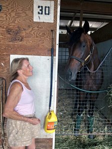 Owner/trainer Felissa Dunn with Kentucky Outlaw