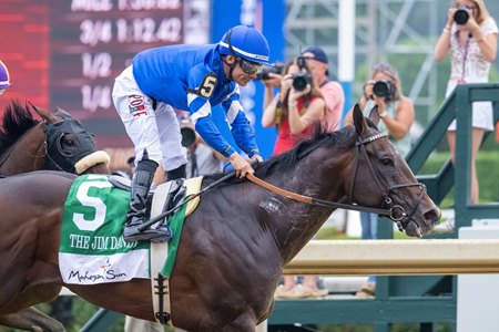 Sovereignty wins the Jim Dandy Stakes at Saratoga Race Course