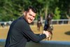 Ben Gowans of Gainesway Farm enjoys a beautiful morning at the Oklahoma Training Center adjacent to the Saratoga Race Course Saturday morning July 19, 2025 in Saratoga Springs, N.Y.  Photo by Skip Dickstein