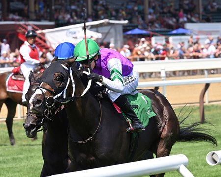 Leon Blue wins the Rick Violette Stakes at Saratoga Race Course