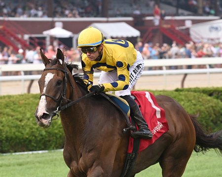 La Mehana wins the Glens Falls Stakes at Saratoga Race Course