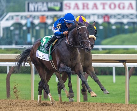 Sovereignty wins the Jim Dandy Stakes at Saratoga Race Course