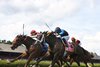 Deep Satin wins the first division of the 2025 De La Rose Stakes at Saratoga Race Course