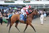 Randomized #3 with Jockey Flavien Prat riding won the $500,000 Grade III Molly Pitcher Stakes at Monmouth Park Racetrack in Oceanport, NJ on Saturday July 19, 2025.  Photo By Ryan Denver/EQUI-PHOTO