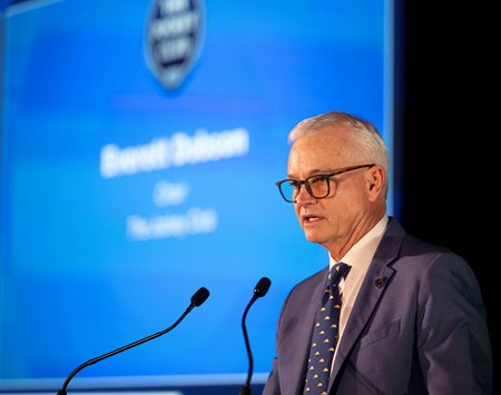 New Jockey Club chair Everett Dobson delivers the keynote address at the Round Table Conference on Matters Pertaining to Racing
