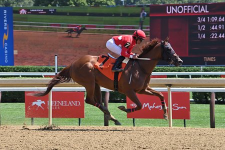 Delightful Claire wins a maiden special weight at Saratoga Race Course