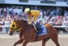 Silver Slugger #3 ridden by Jockey Paco Lopez won the $100,000 Rumson Stakes at Monmouth Park Racetrack in Oceanport, NJ on Sunday August 31, 2025. Photo By Ryan Denver/EQUI-PHOTO