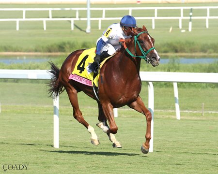 Charlene's Dream wins the Beverly D. Stakes at Colonial Downs