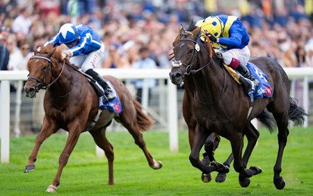Never So Brave (right) wins the City of York Stakes at York Racecourse