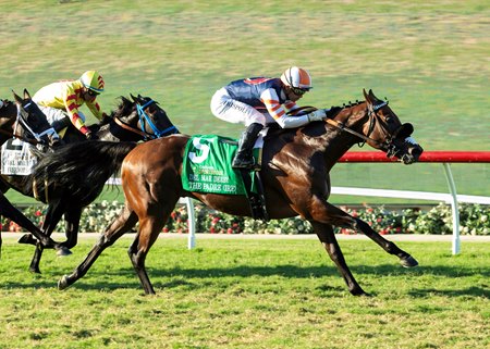 The Padre overtakes the leaders to capture the Del Mar Derby.