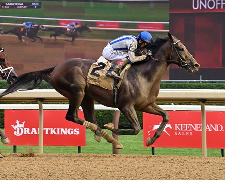 Parchment Party wins the Birdstone Stakes at Saratoga Race Course
