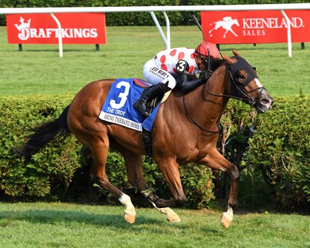 Bring Theband Home wins the Troy Stakes at Saratoga Race Course