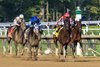 Nitrogen with jockey Jose Ortiz #4 leads the field at the top of the stretch on the to the win in the 145th running of The Alabama presented by Keeneland Sale leaves the gate at the Saratoga Race Course  Saturday August 16,  2025 in Saratoga Springs, N.Y.  Skip Dickstein Photo