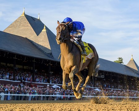 Sovereignty wins the Travers Stakes at Saratoga Race Course