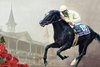 An outline of the planned Sunday Silence mural