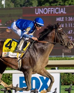 Sovereignty wins the 2025 Travers Stakes at Saratoga Race Course