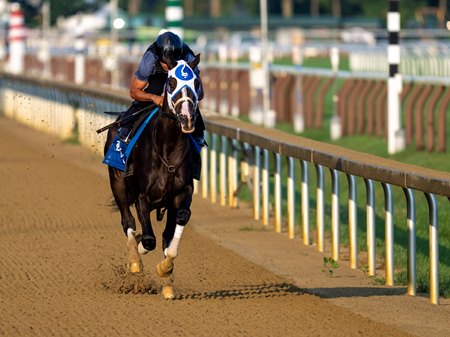 Good Cheer trains for the Alabama Stakes at Saratoga Race Course