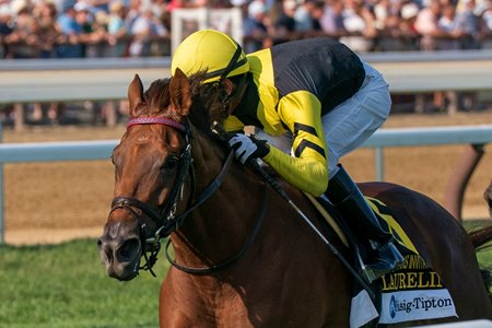 Laurelin wins the Saratoga Oaks Invitational Stakes at Saratoga Race Course