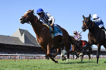 World Beater wins the Saratoga Derby Invitational Stakes at Saratoga Race Course