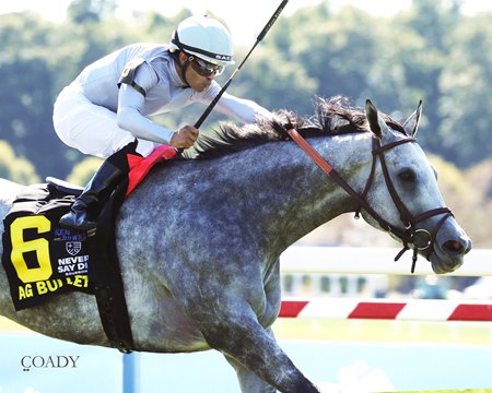 Ag Bullet wins the 2025 Ladies Turf Sprint Stakes at Kentucky Downs