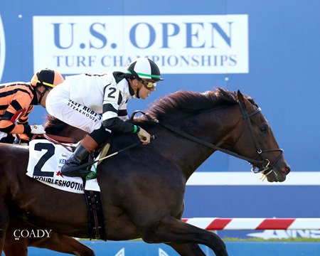 Troubleshooting comes running late to win the Franklin-Simpson Stakes at Kentucky Downs