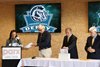 Racing officials held the post position draws for the $1,000,000 Grade I Pennsylvania Derby and $1,000,000 Grade I Cotillion Stakes during live racing on September 15, 2025 at Parx Racing in Bensalem, Pa. Pictured (left to right) are track announcer Jessica Paquette, Chief State Steward John Gerweck, Clerk of Scales Louis Santoro, Jr., and longtime Horse Identifier Tom Weinhardt. Photo by Nikki Sherman/EQUI-PHOTO.