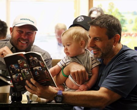 Mike Repole (right) and Jacob West (left) at the Keeneland September Sale