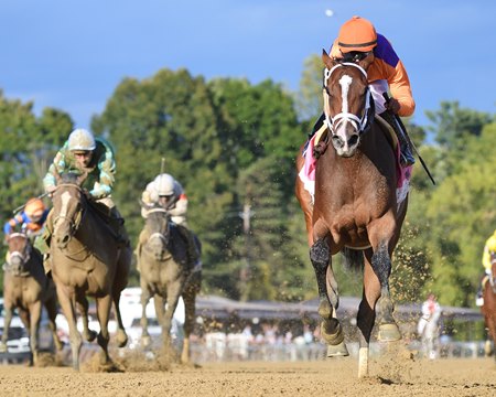 Tommy Jo wins the Spinaway Stakes by 6 1/2 lengths at Saratoga Race Course 