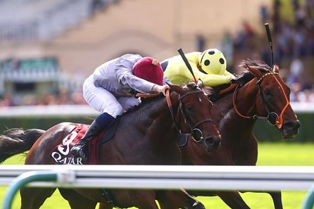 Sahlan, inside, wins the Prix du Moulin at Paris Longchamp