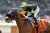 Irish-bred Gold Phoenix and jockey Umberto Rispoli win the Grade II, $200,000 John Henry Championship Saturday, September 27, 2025 at Santa Anita Park, Arcadia, CA.  
Benoit Photo