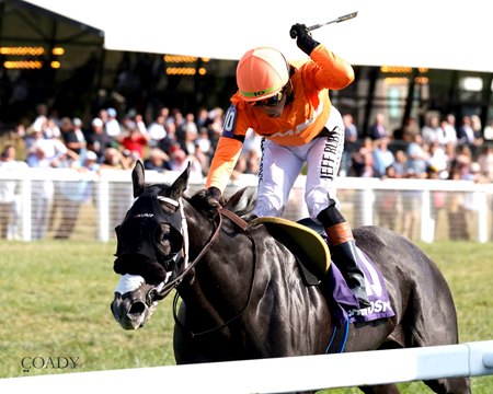 Shisospicy wins the Music City Stakes at Kentucky Downs