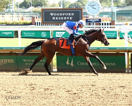 Shadwell Stables' homebred Ganaas wins an allowance race at Churchill Downs